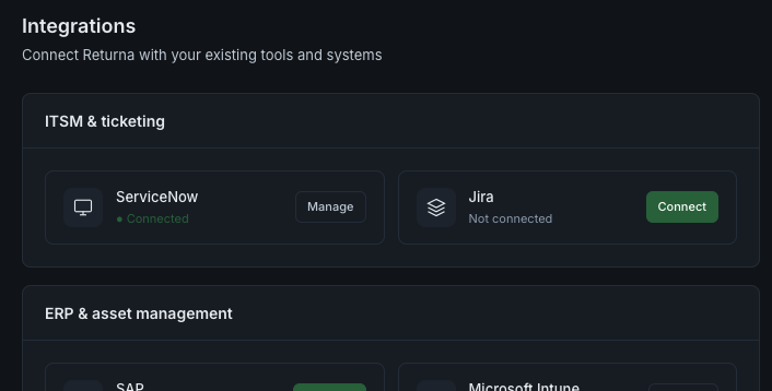 ServiceNow ITSM integration